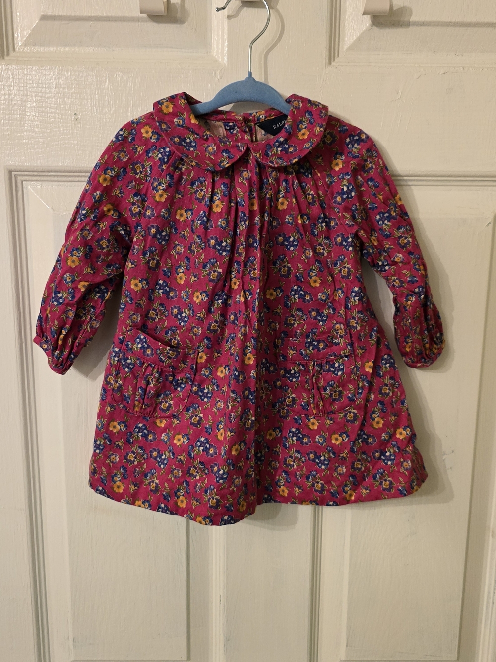 Ralph Lauren Hot Pink Floral Peter Collar Dress